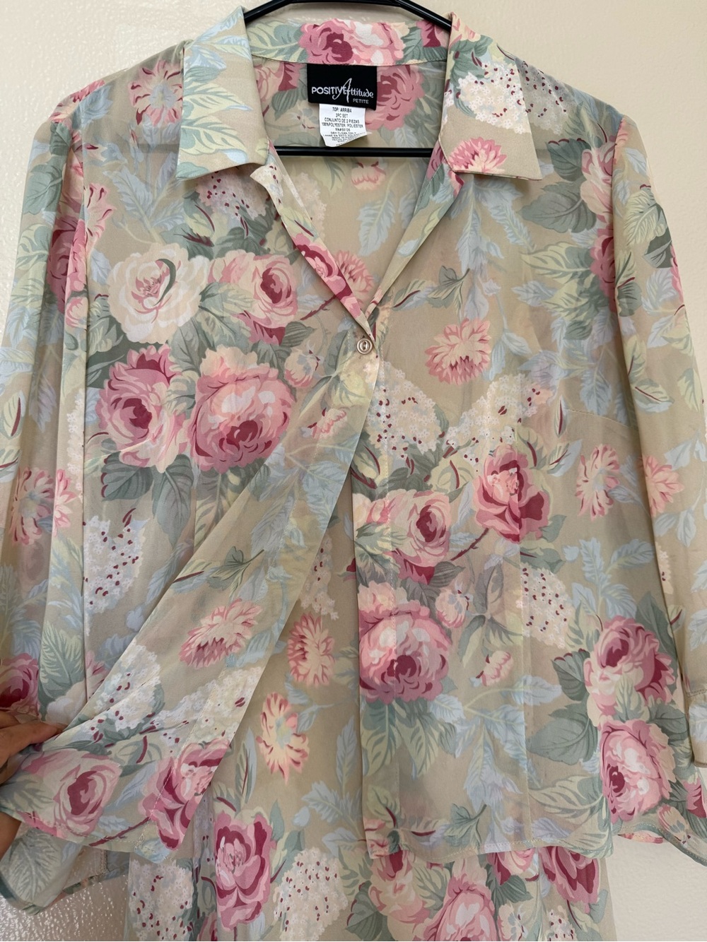 Positive Attitude Vintage Floral Maxi Dress Jacket Set Cottagecore 14P Romantic - Picture 11 of 16